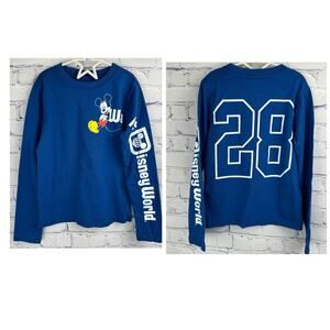 NWOT Disney Parks Walt Disney World Mickey Mouse Spellout Long Sleeve Youth Lg